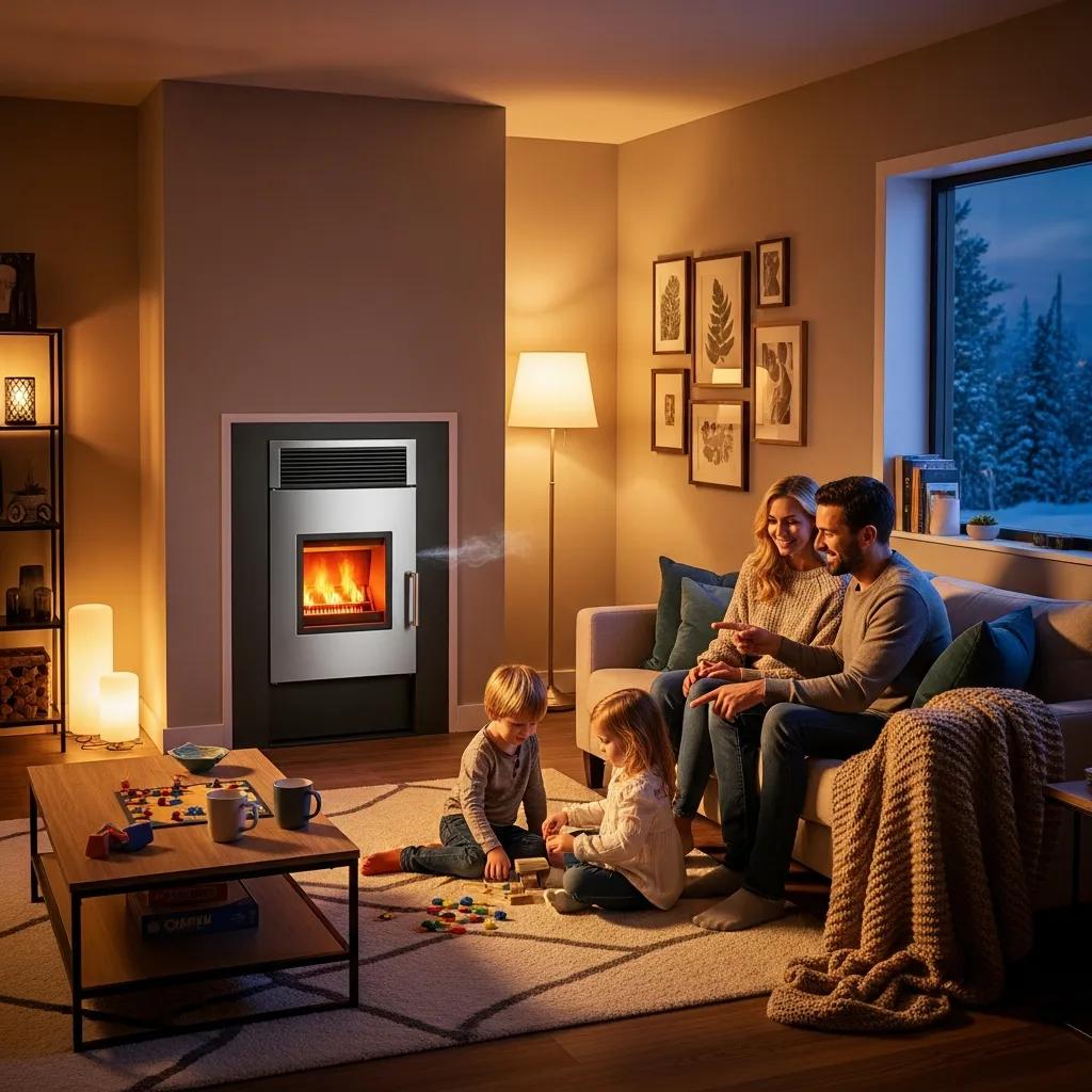 HVAC Blog Cozy living room with a modern furnace, highlighting the importance of reliable heating
