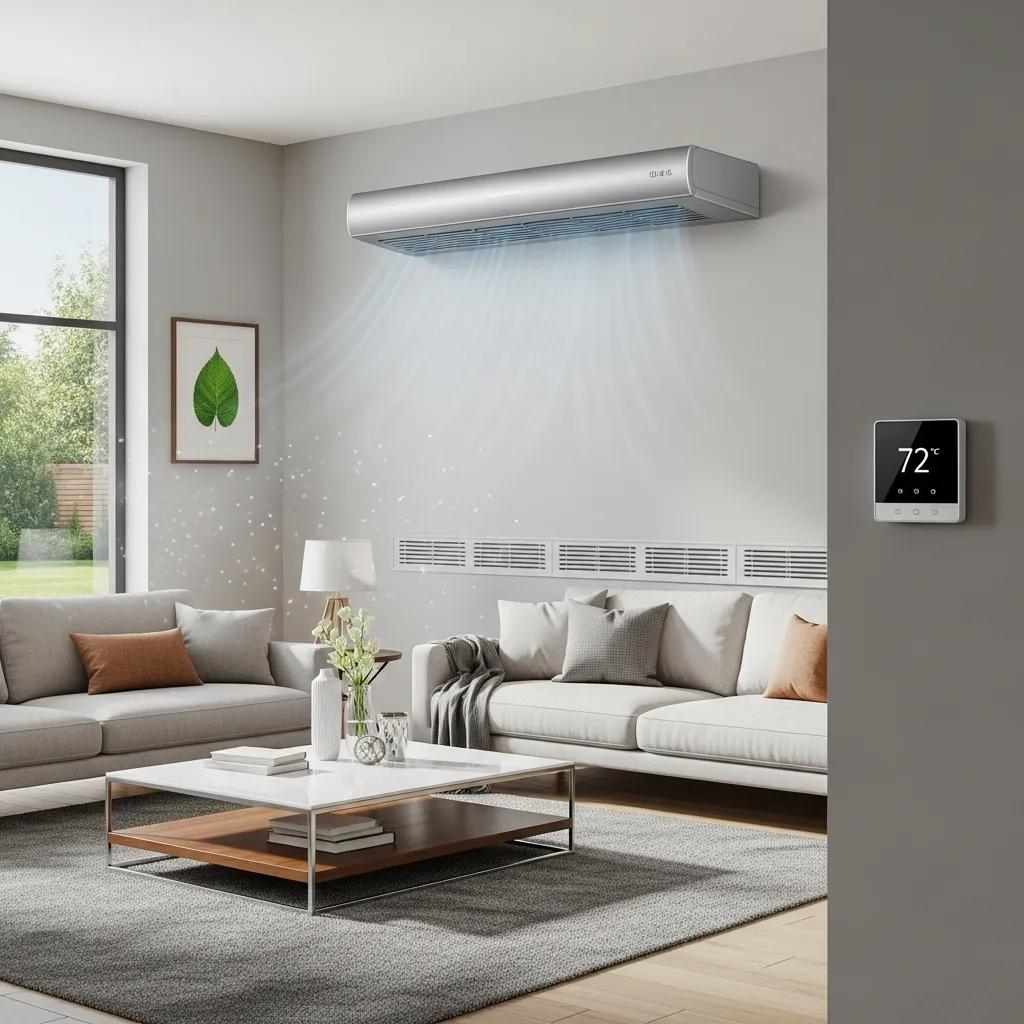 Energy-efficient HVAC system in a modern home, highlighting advanced technology and comfort