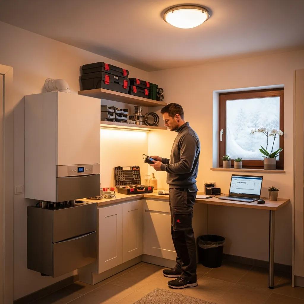 Modern boiler in a home's utility room — professional boiler services